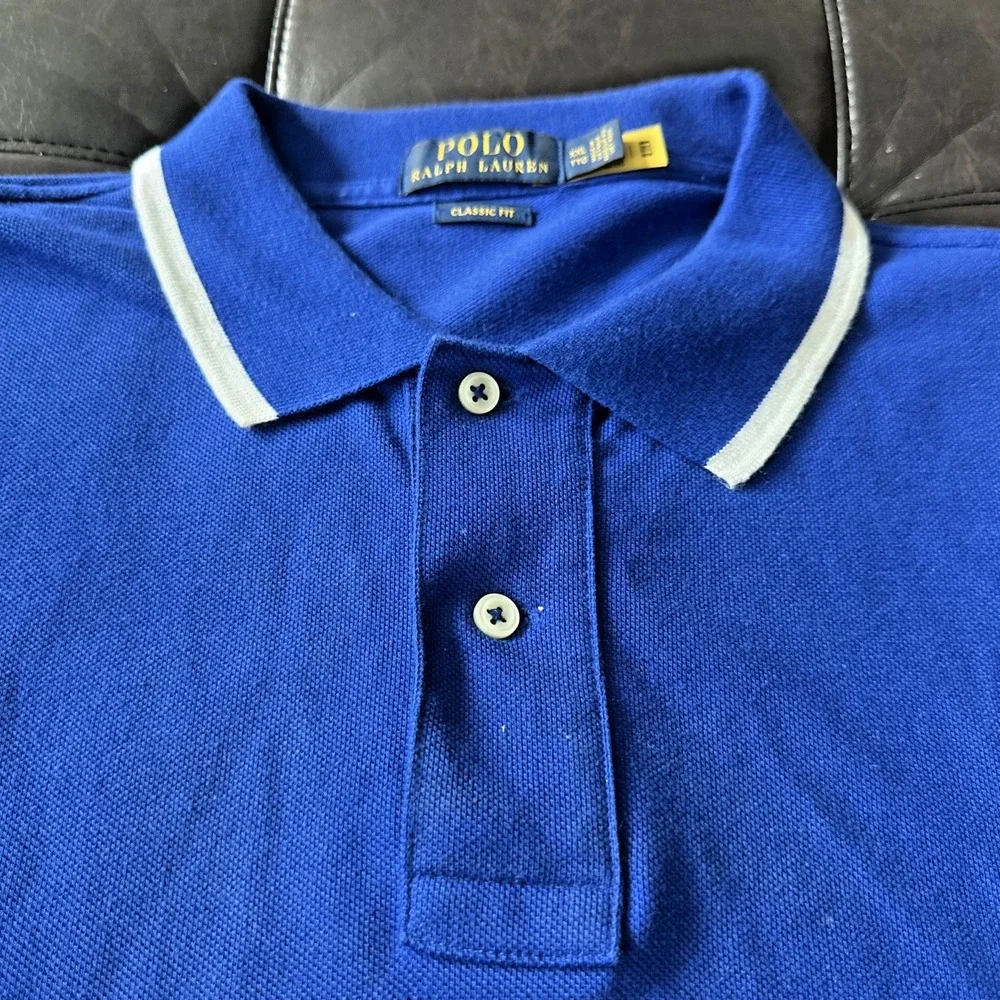 Polo Ralph Lauren Men XXL‎ Prep Bear Short Sleeve Polo Classic Shirt Royal Blue